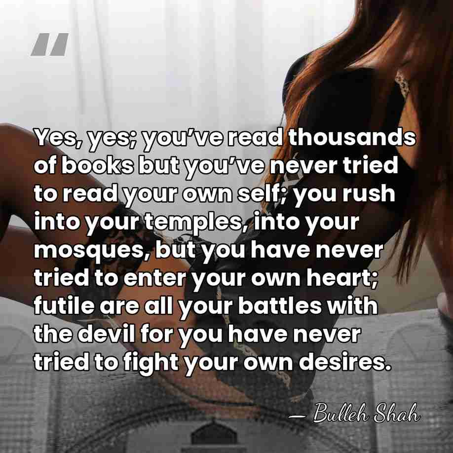 Yes, yes; you’ve read thousands of books but you’ve never tried to&hellip; - Bulleh Shah