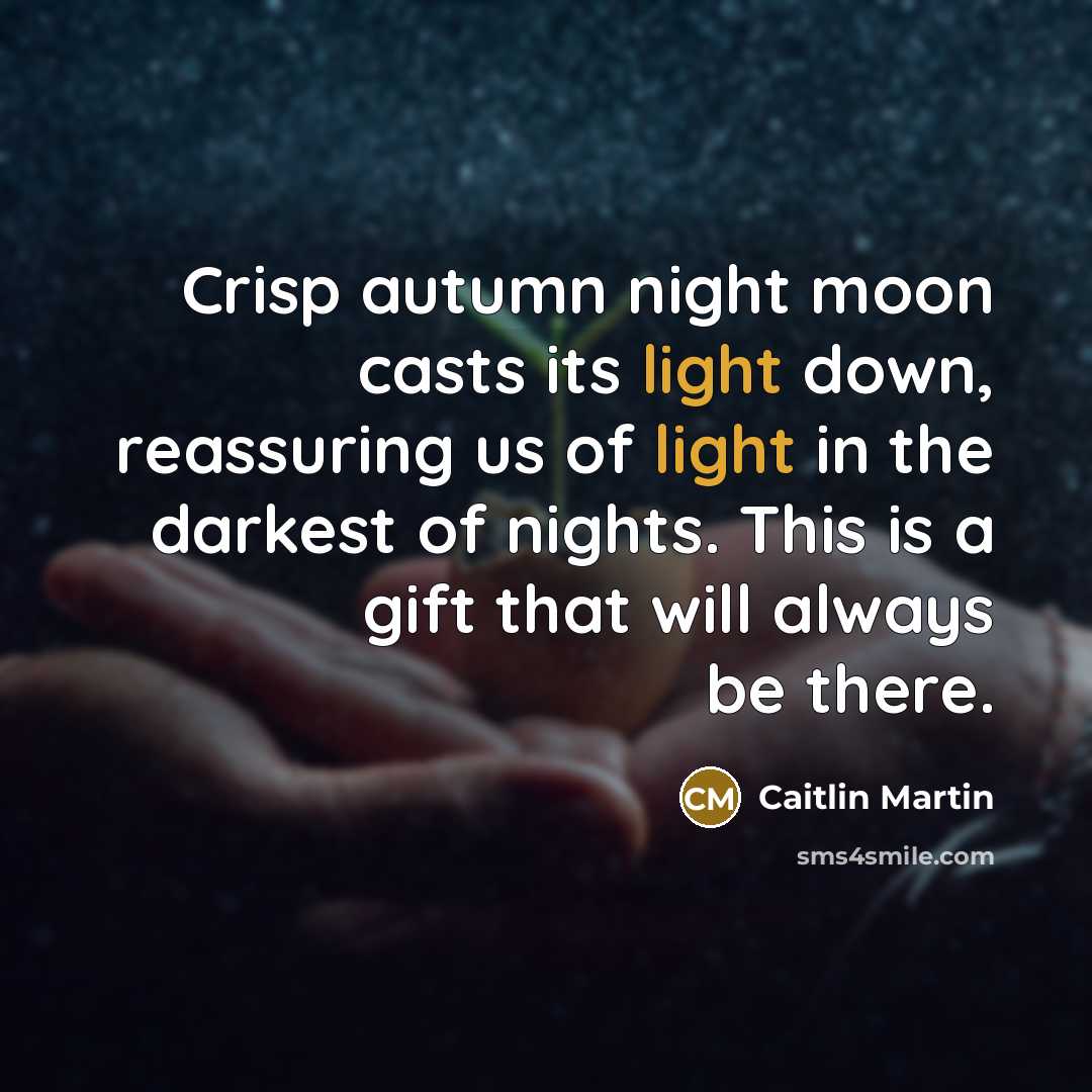 “Crisp autumn night moon casts its light down, reassuring us of light in the darkest of nights. This is a gift that will always be there.” quote by Caitlin Martin