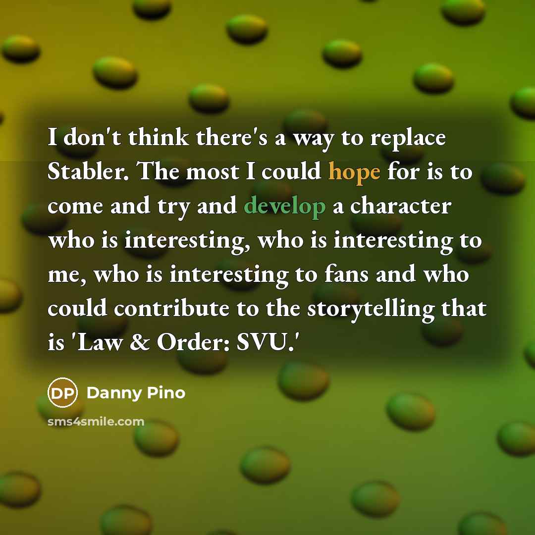 “I don't think there's a way to replace Stabler. The…” quote by Danny Pino