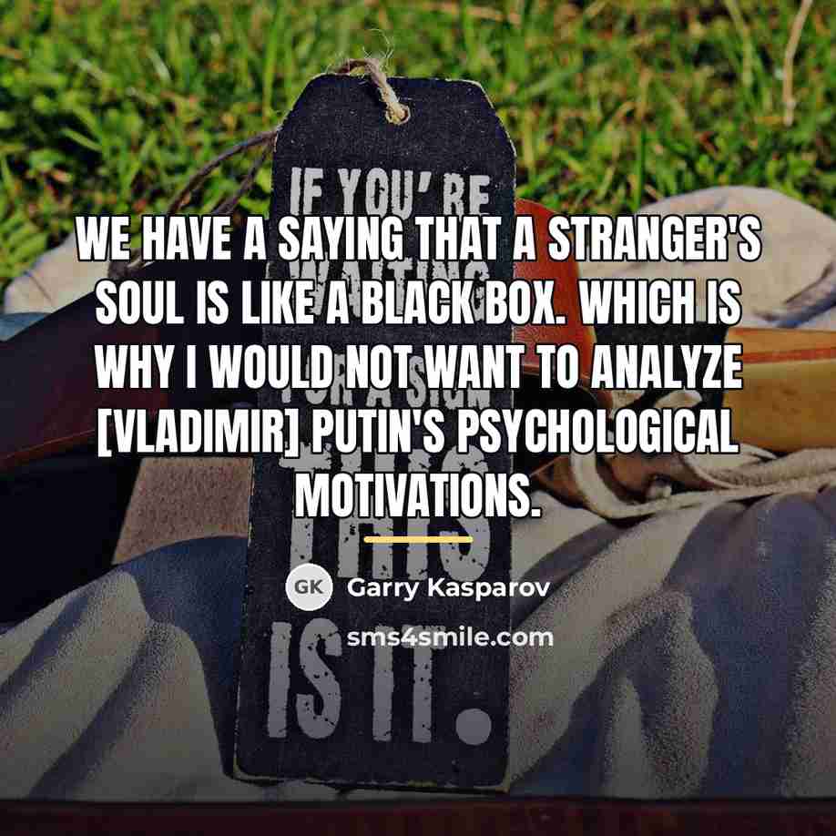 “We have a saying that a stranger's soul is like…” quote by Garry Kasparov