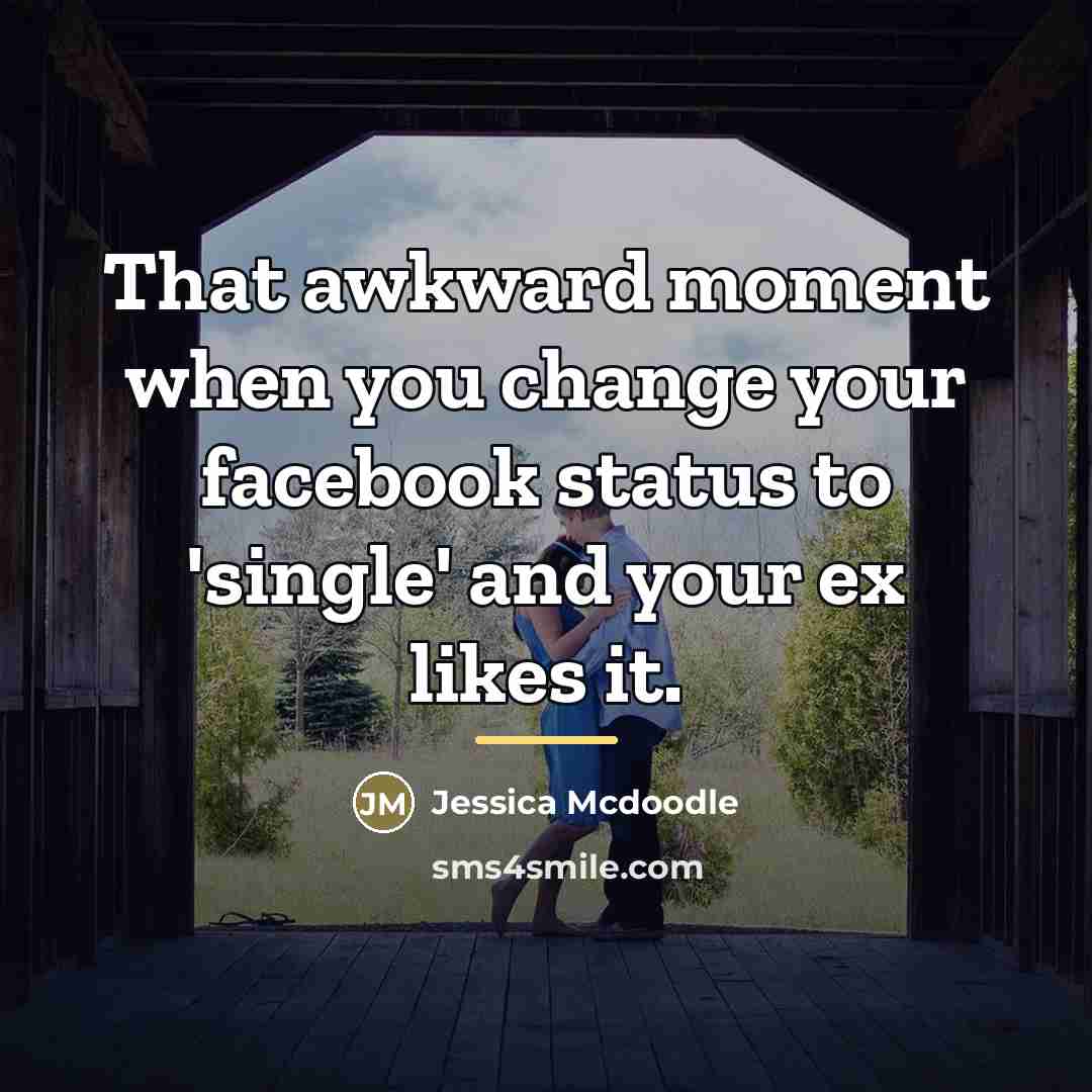 “That awkward moment when you change your facebook status to…” quote by Jessica Mcdoodle