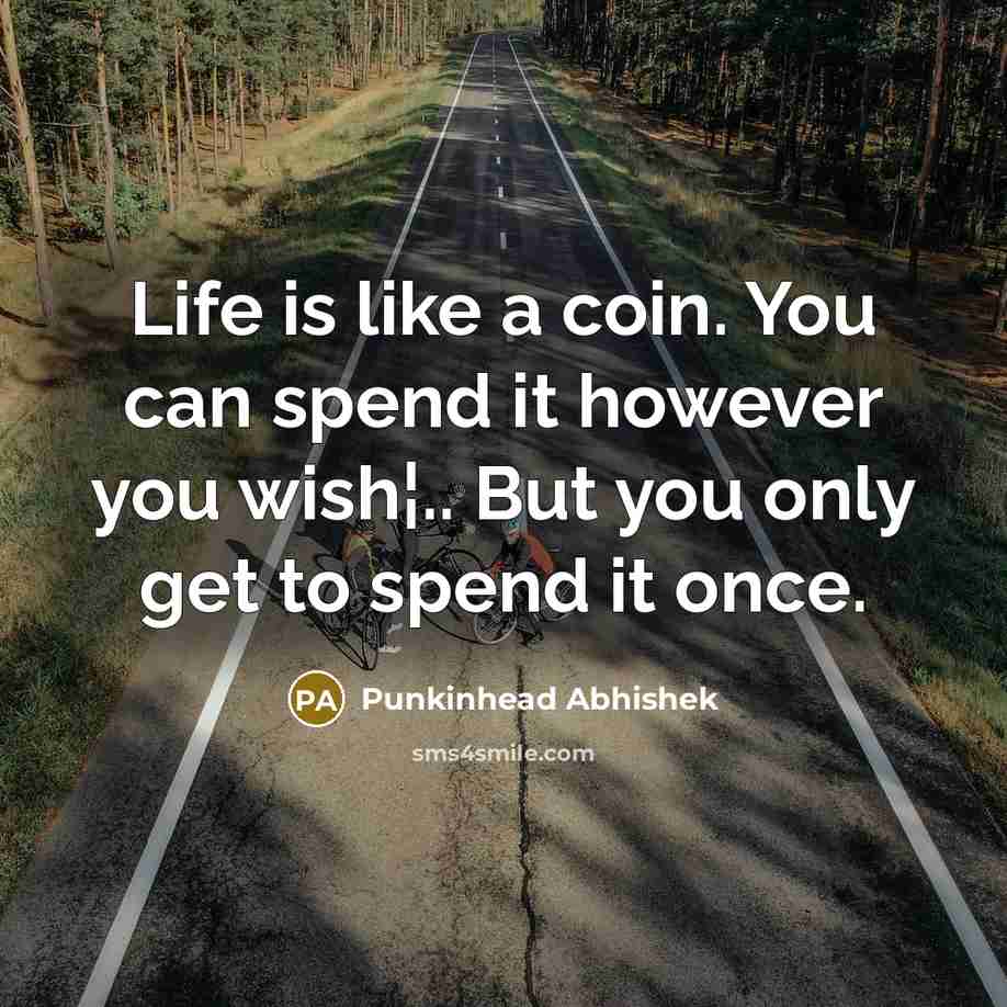 “Life is like a coin. You can spend it however…” quote by Punkinhead Abhishek