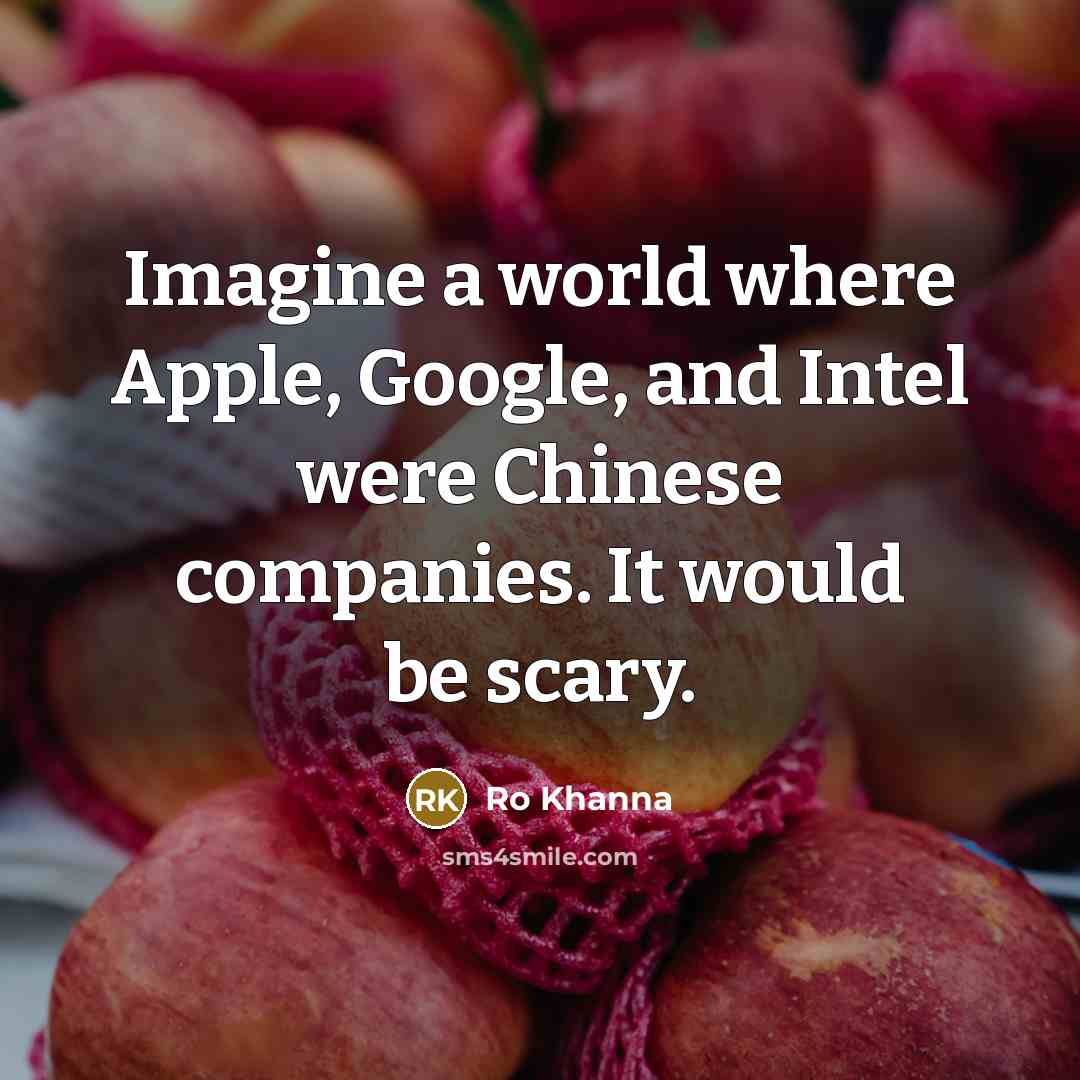 “Imagine a world where Apple, Google, and Intel were Chinese…” quote by Ro Khanna