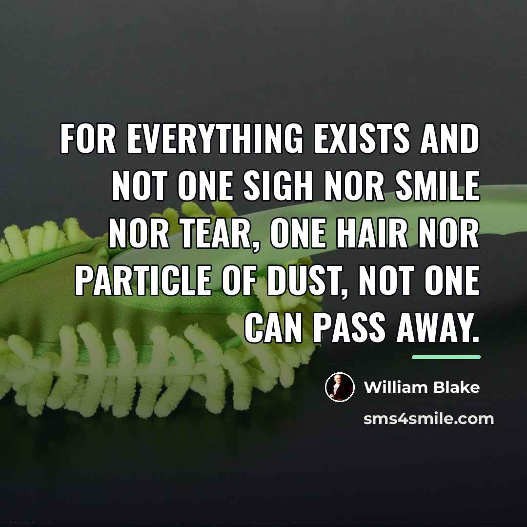 “For everything exists and not one sigh nor smile nor…” quote by William Blake