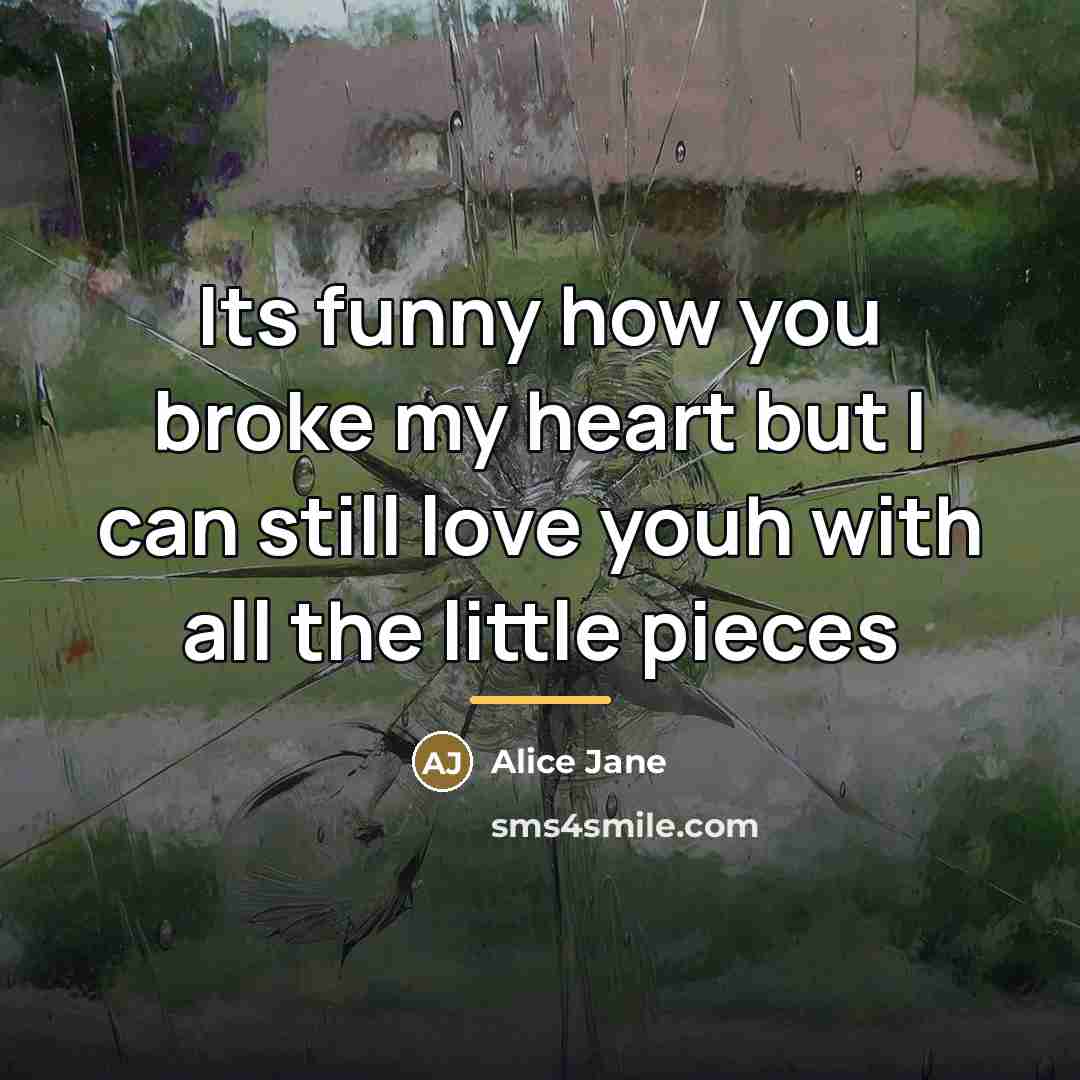 “Its funny how you broke my heart but I can…” quote by Alice Jane