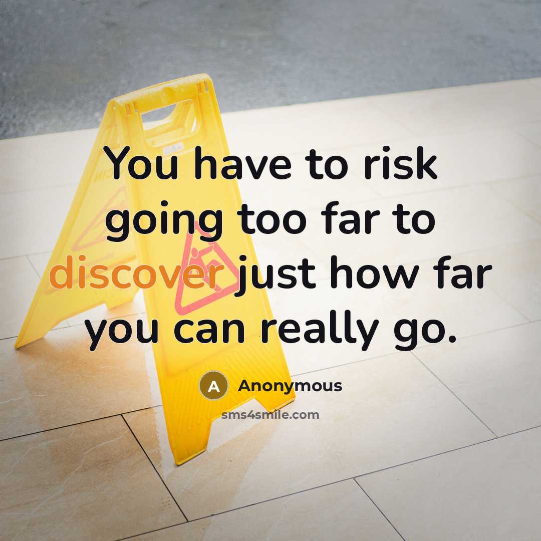 “You have to risk going too far to discover just…” quote by Anonymous
