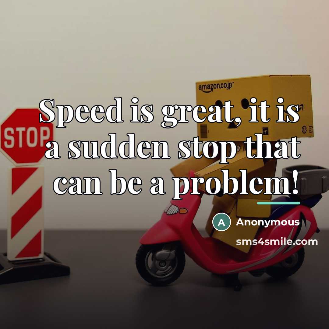 “Speed is great, it is a sudden stop that can…” quote by Anonymous