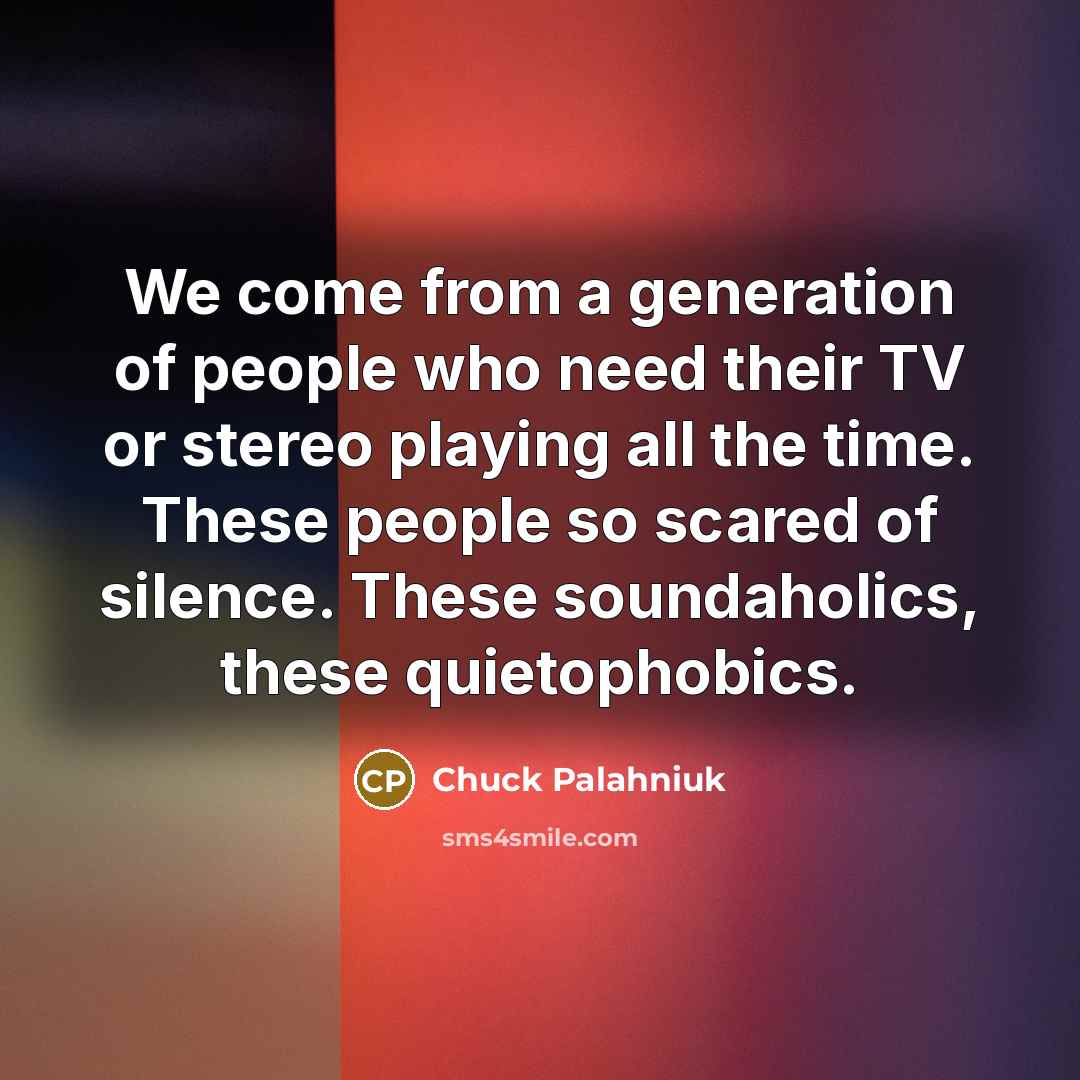 “We come from a generation of people who need their…” quote by Chuck Palahniuk