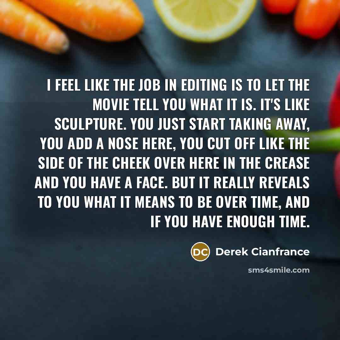“I feel like the job in editing is to let…” quote by Derek Cianfrance
