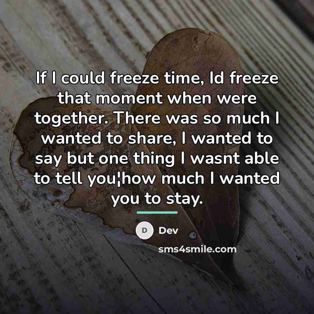 “If I could freeze time, Id freeze that moment when…” quote by Dev