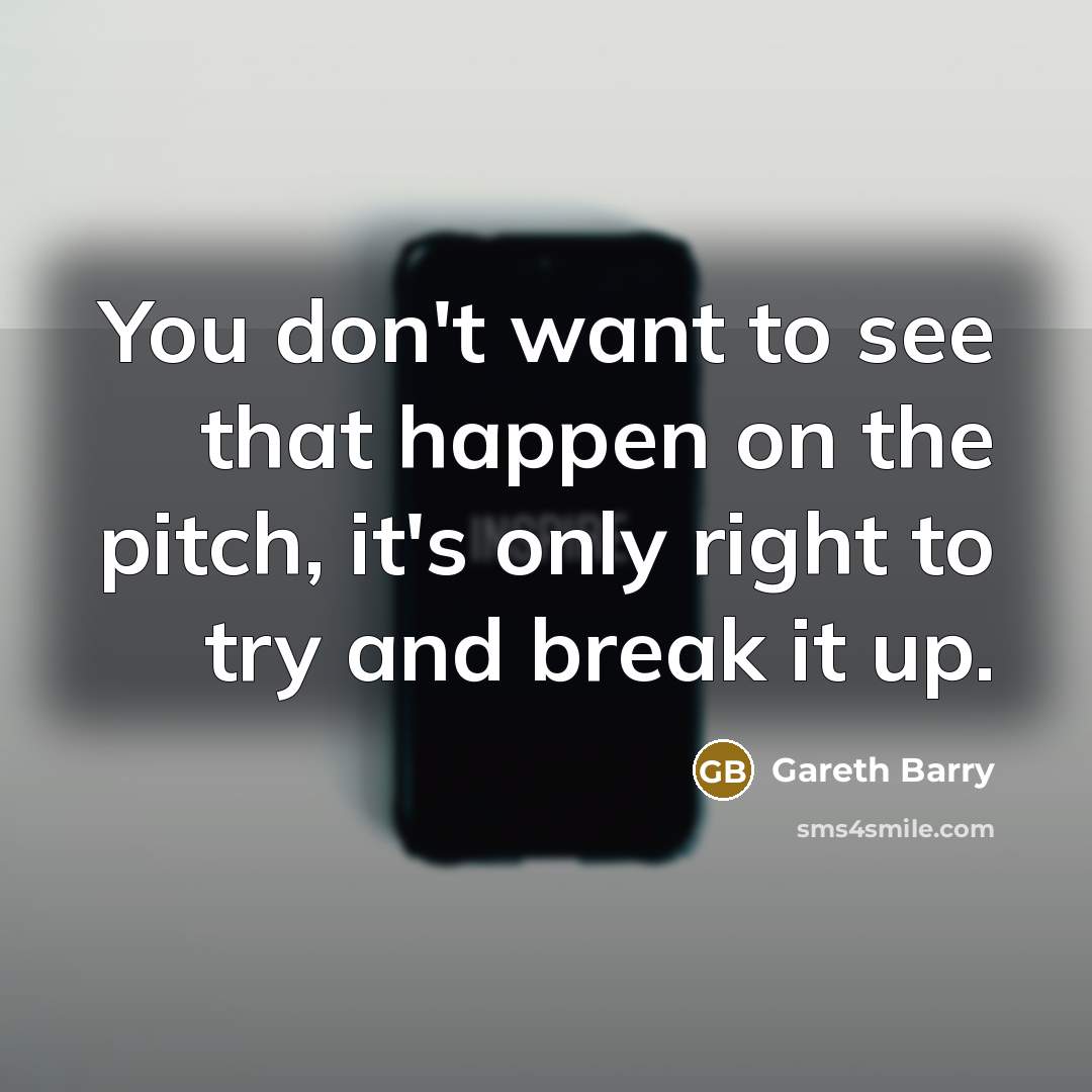 “You don't want to see that happen on the pitch,…” quote by Gareth Barry