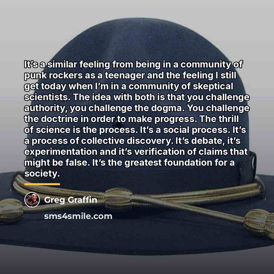 “It’s a similar feeling from being in a community of…” quote by Greg Graffin