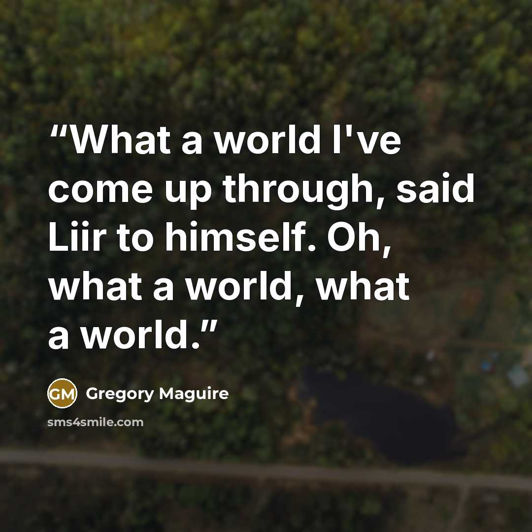 “What a world I've come up through, said Liir to himself. Oh, what a world, what a world.” quote by Gregory Maguire