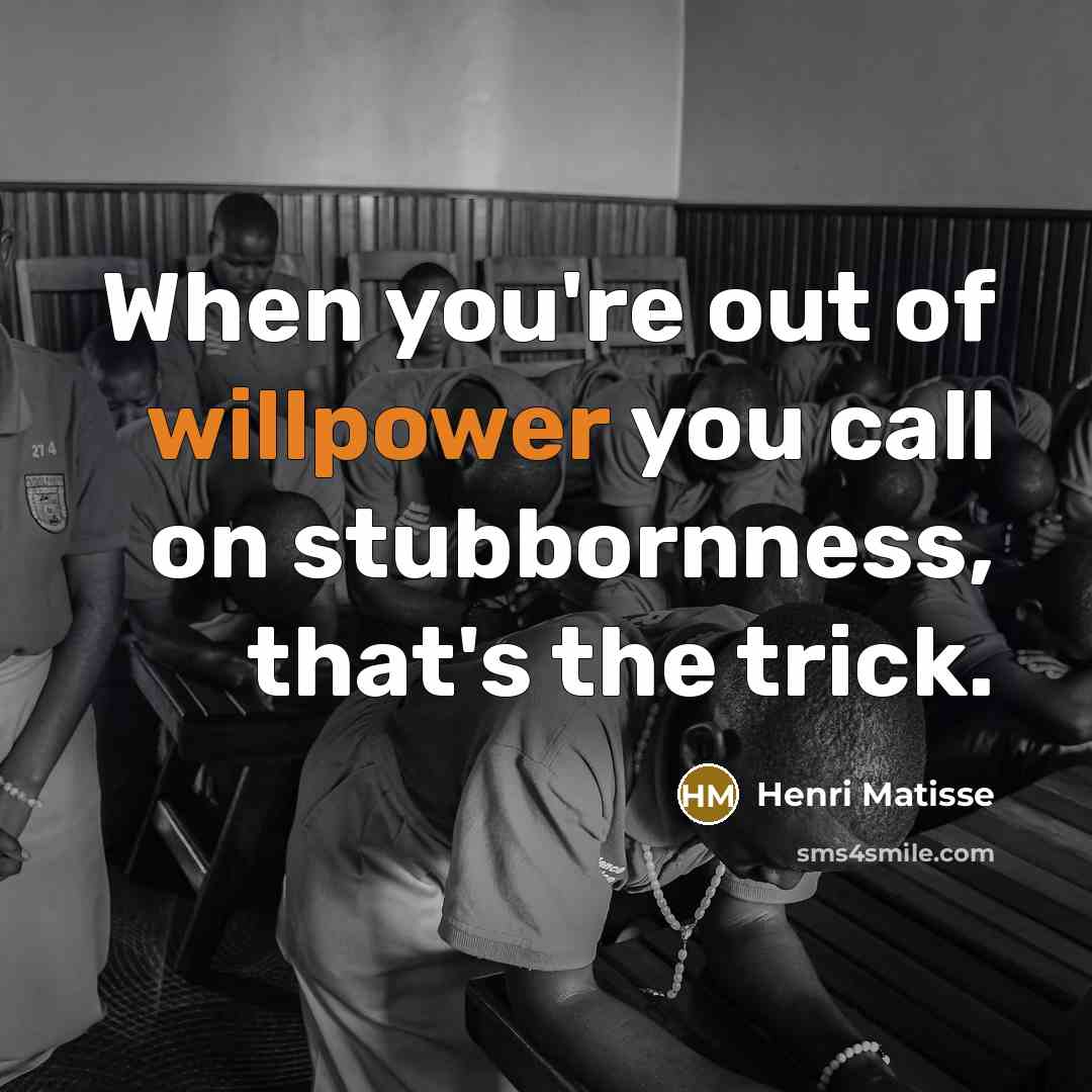 “When you're out of willpower you call on stubbornness, that's…” quote by Henri Matisse