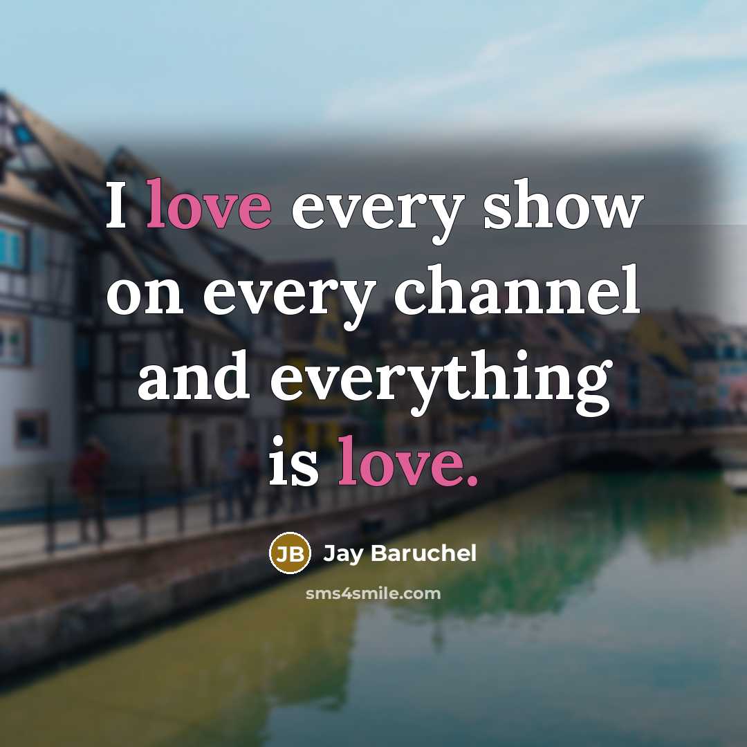 “I love every show on every channel and everything is love.” quote by Jay Baruchel