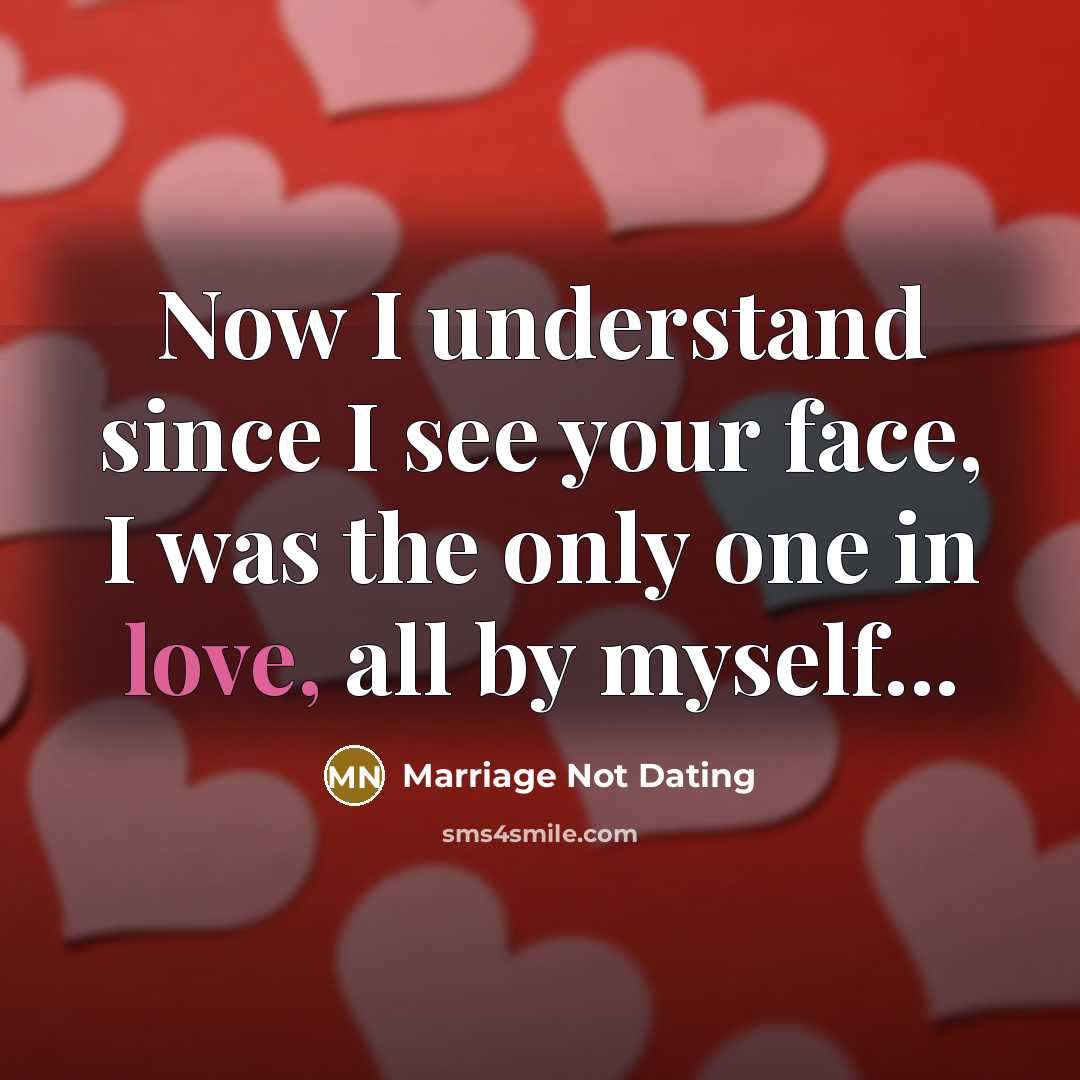 “Now I understand since I see your face, I was the only one in love, all by myself...” quote by Marriage Not Dating