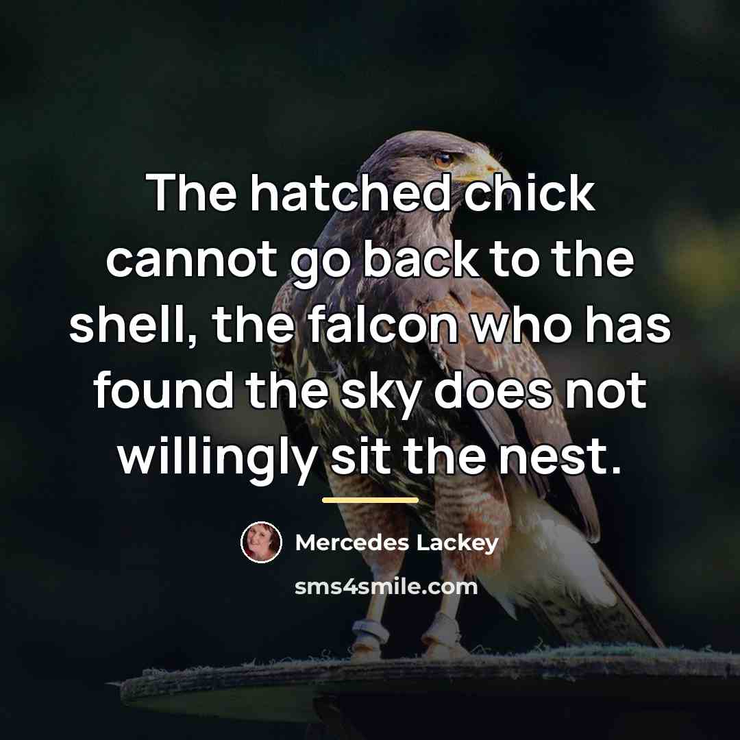 “The hatched chick cannot go back to the shell, the…” quote by Mercedes Lackey