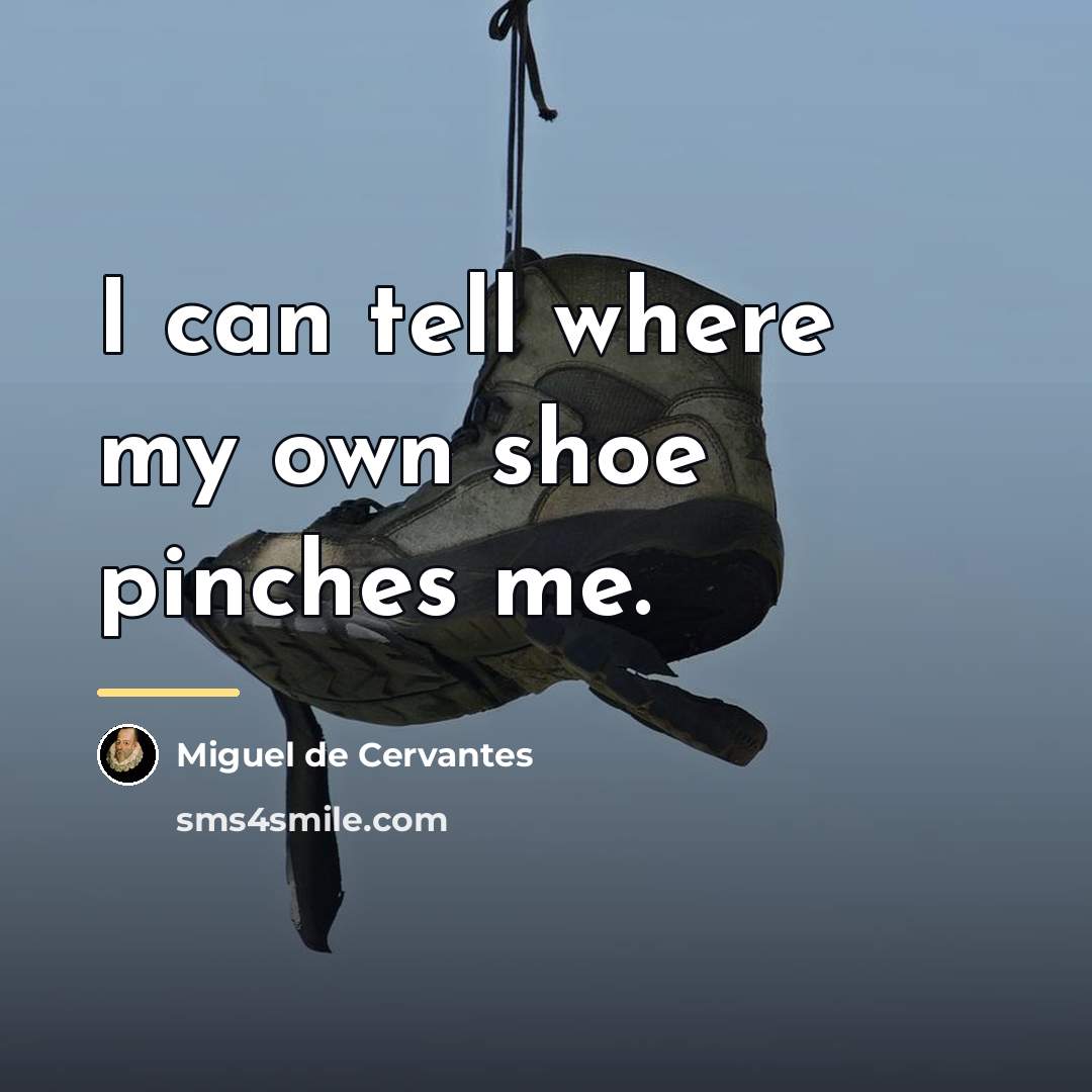 “I can tell where my own shoe pinches me.…” quote by Miguel de Cervantes