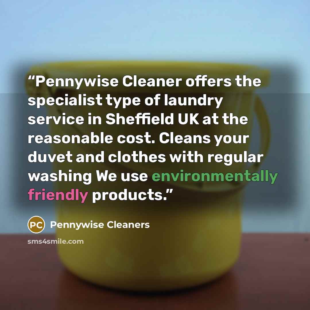 “Pennywise Cleaner offers the specialist type of laundry service in Sheffield UK at the reasonable cost. Cleans your duvet and clothes with regular washing We use environmentally friendly products.” quote by Pennywise Cleaners