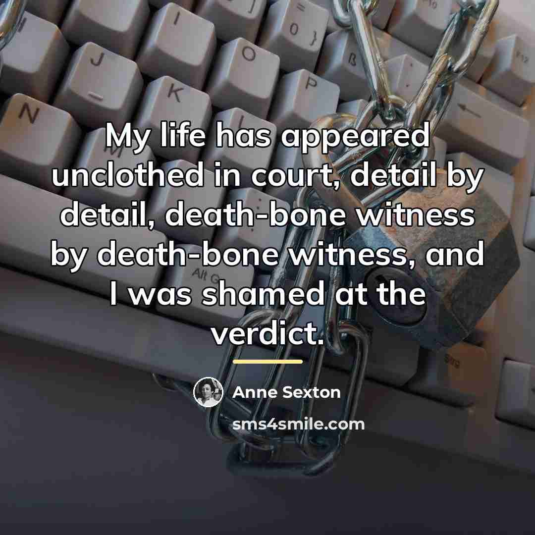 “My life has appeared unclothed in court, detail by detail,…” quote by Anne Sexton