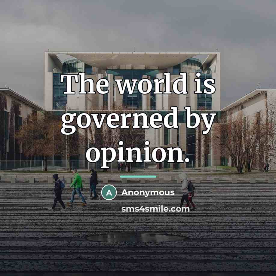 “The world is governed by opinion.…” quote by Anonymous