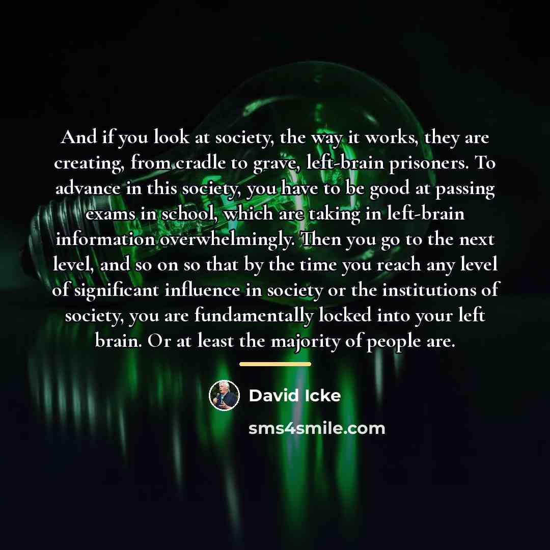 “And if you look at society, the way it works,…” quote by David Icke