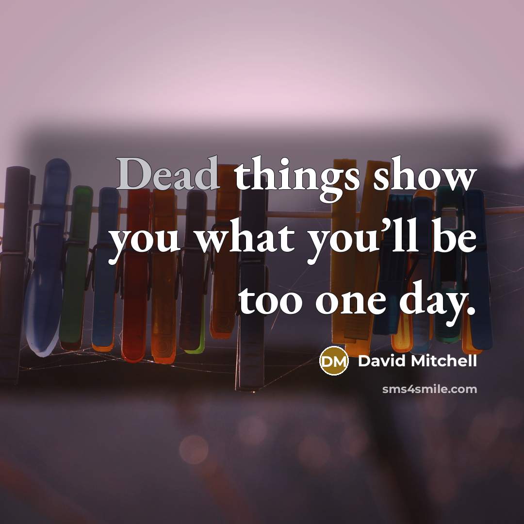 “Dead things show you what you’ll be too one day.…” quote by David Mitchell