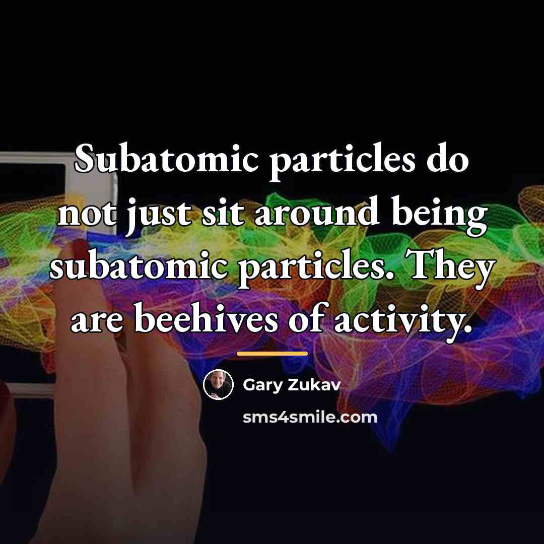 “Subatomic particles do not just sit around being subatomic particles.…” quote by Gary Zukav