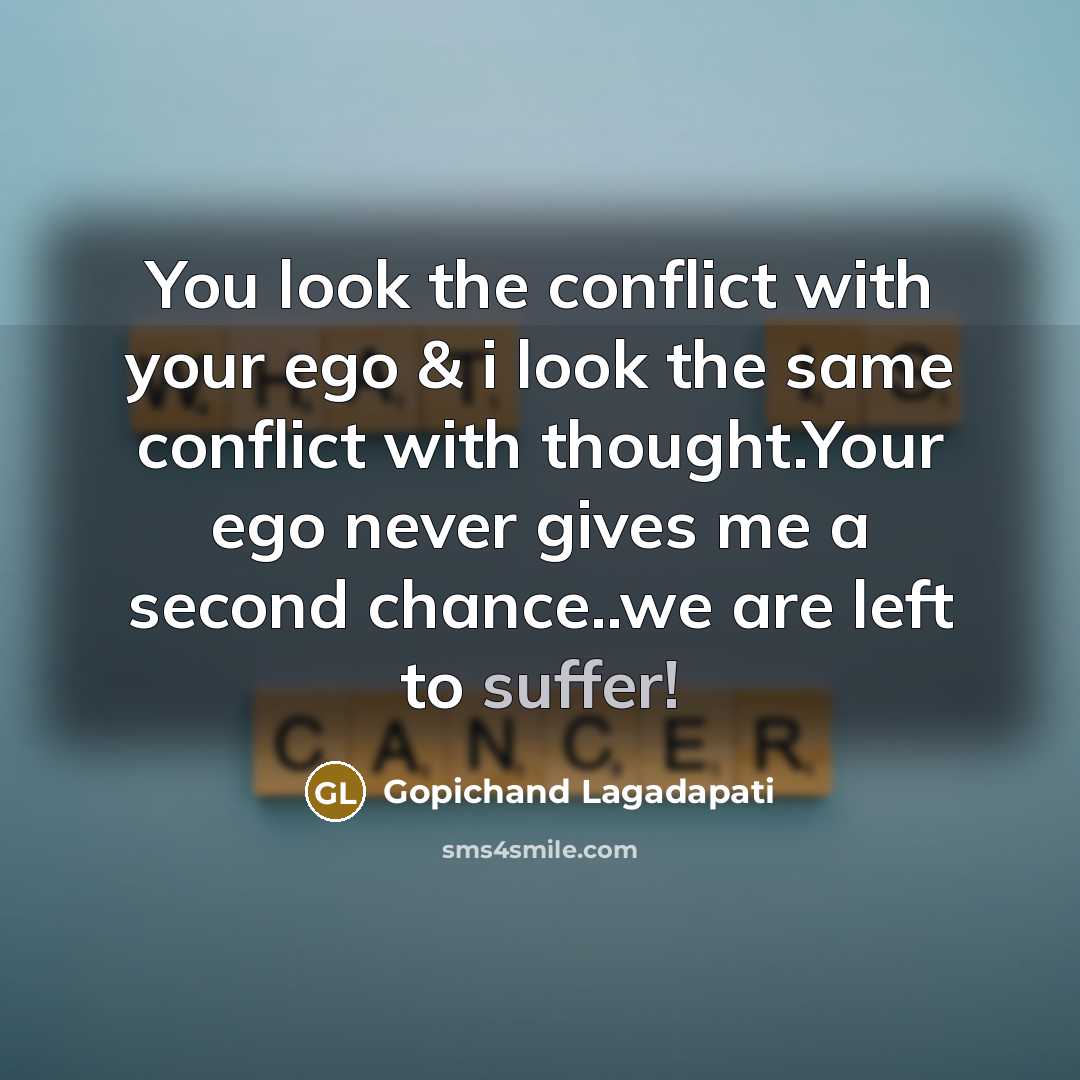 “You look the conflict with your ego & i look…” quote by Gopichand Lagadapati