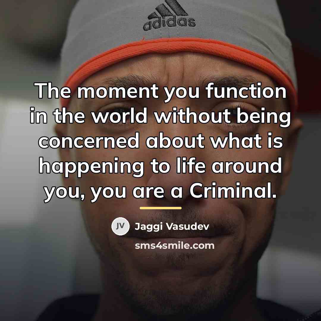 “The moment you function in the world without being concerned…” quote by Jaggi Vasudev