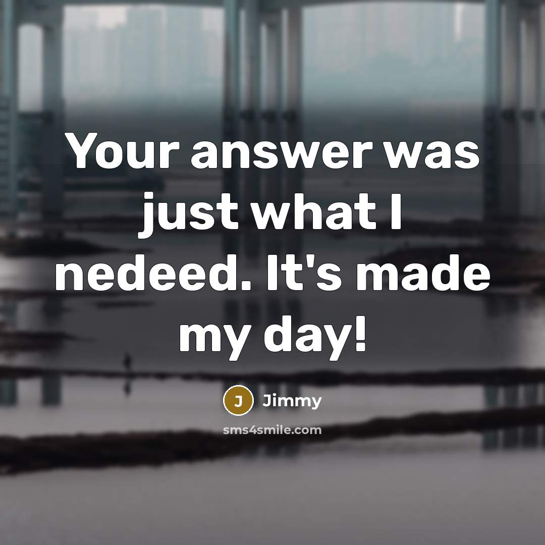“Your answer was just what I nedeed. It's made my…” quote by Jimmy