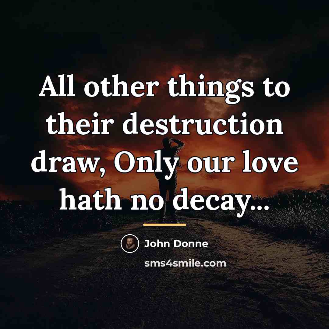 “All other things to their destruction draw, Only our love…” quote by John Donne