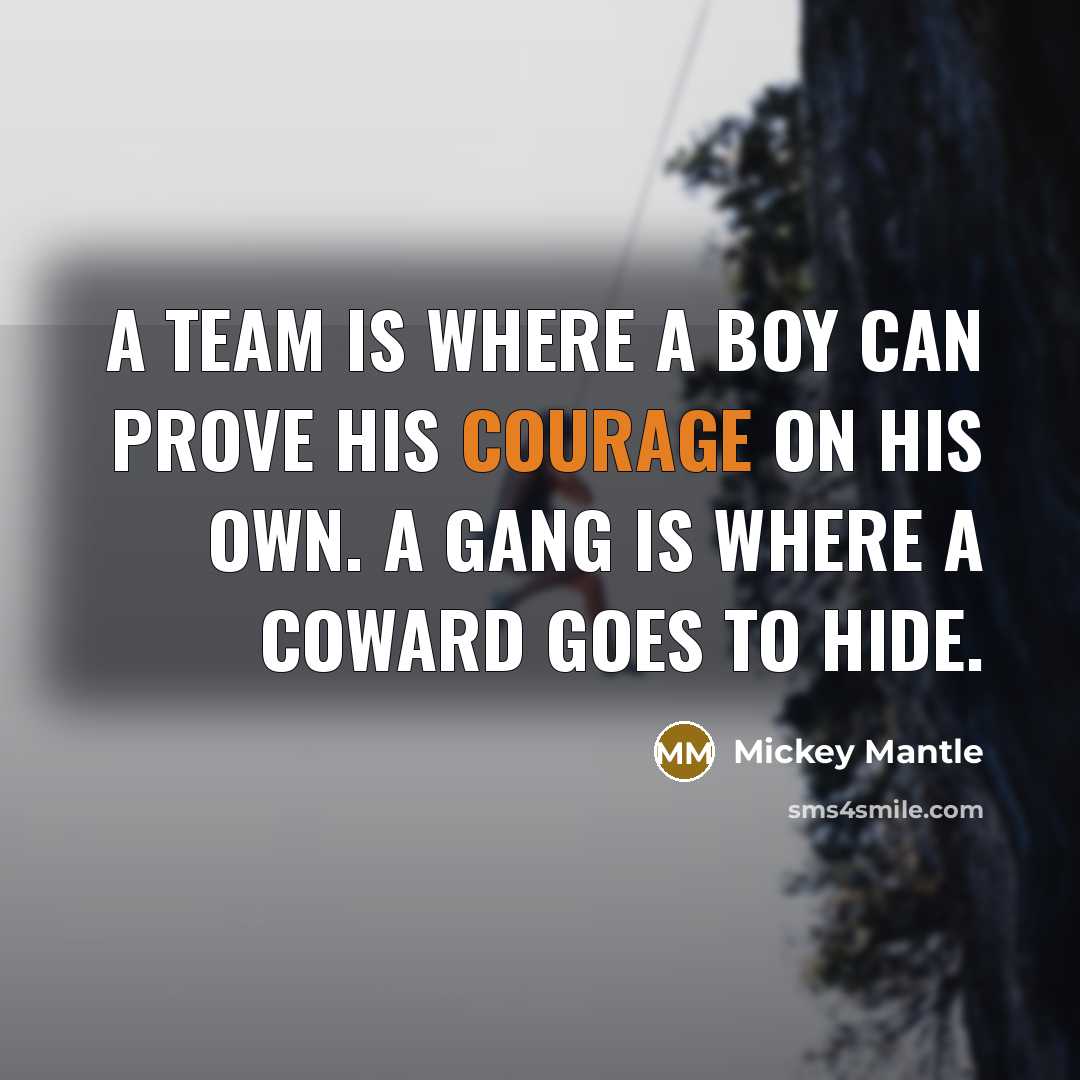 “A team is where a boy can prove his courage…” quote by Mickey Mantle