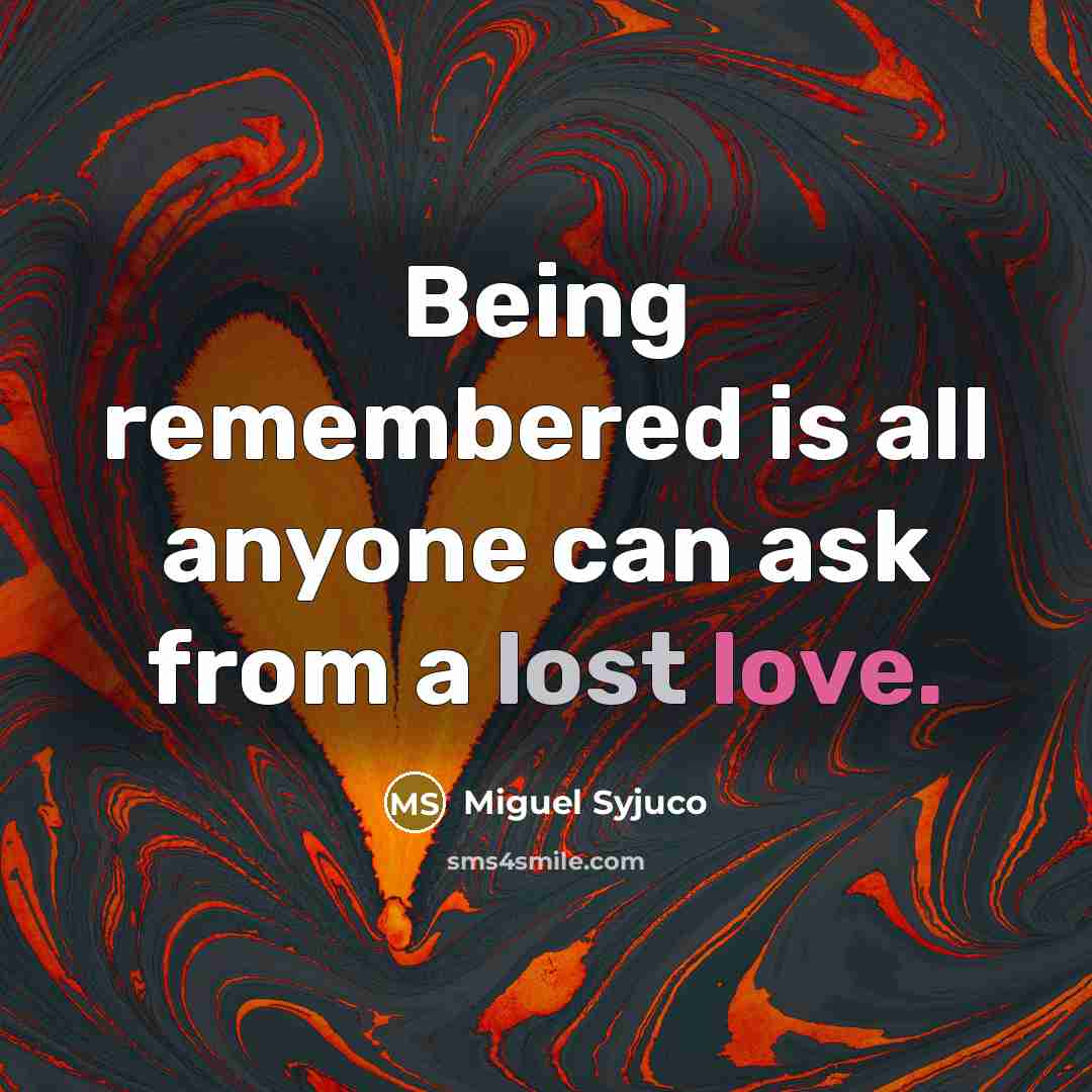 “Being remembered is all anyone can ask from a lost…” quote by Miguel Syjuco