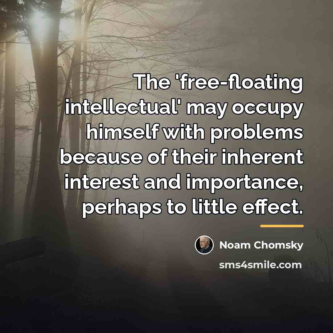 “The 'free-floating intellectual' may occupy himself with problems because of…” quote by Noam Chomsky
