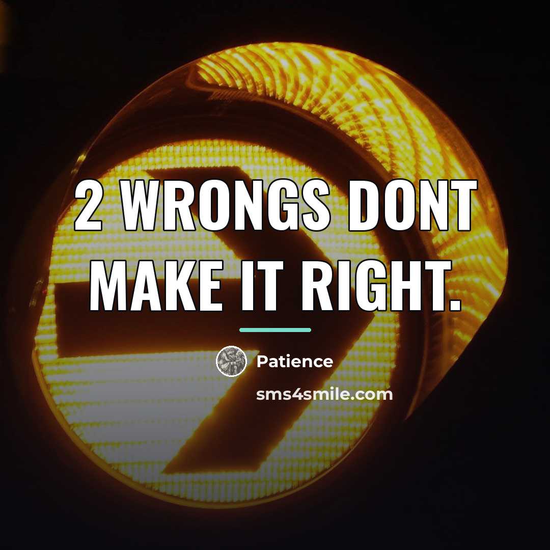 “2 wrongs dont make it right.…” quote by Patience
