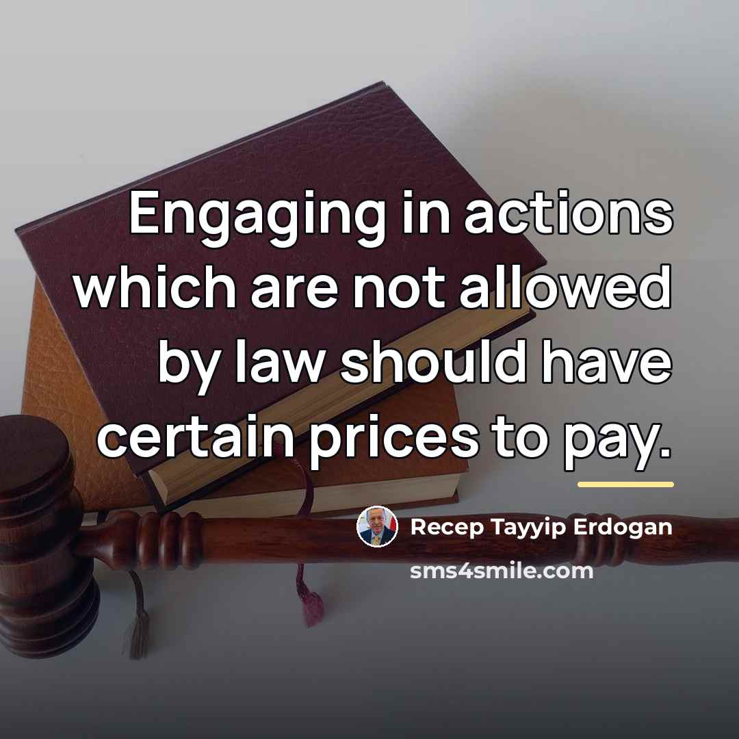 “Engaging in actions which are not allowed by law should…” quote by Recep Tayyip Erdogan