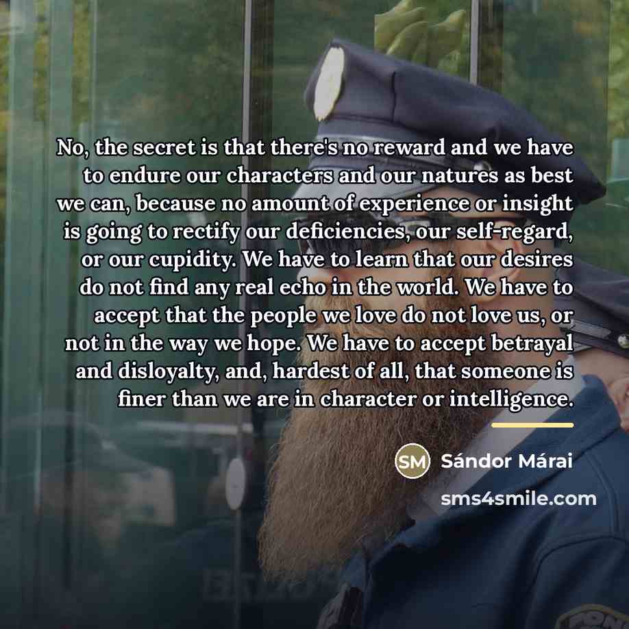 “No, the secret is that there's no reward and we…” quote by Sándor Márai