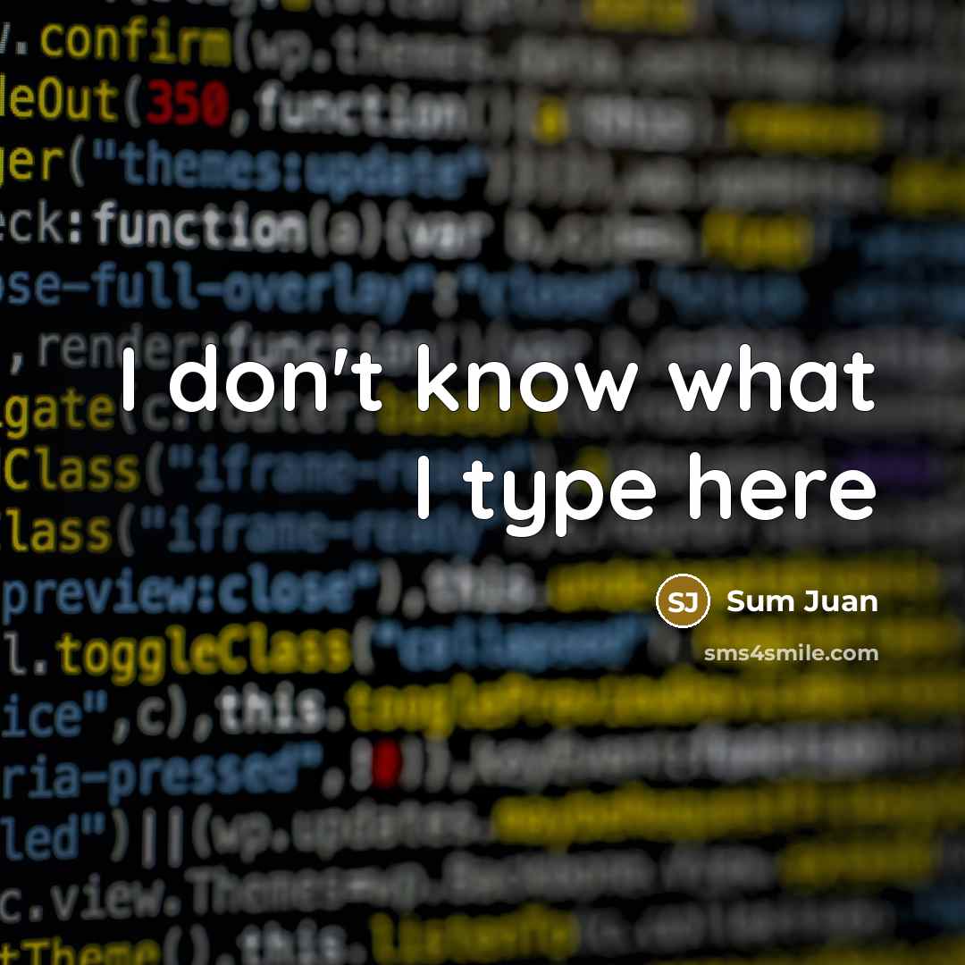 “I don't know what I type here…” quote by Sum Juan