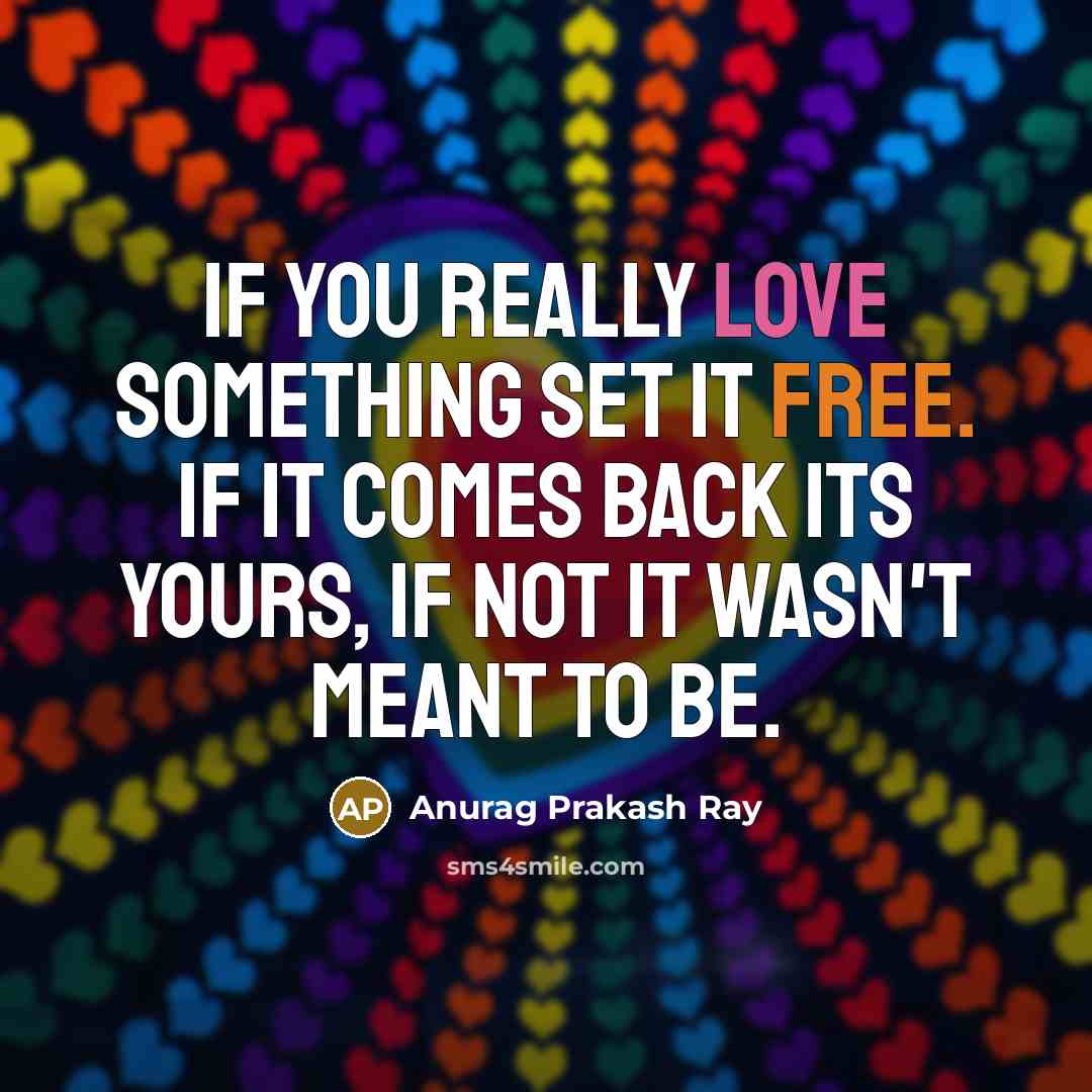 “If you really love something set it free. If it…” quote by Anurag Prakash Ray