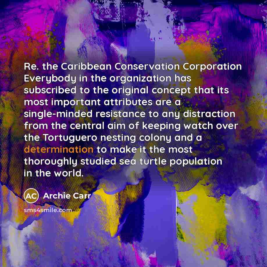 “Re. the Caribbean Conservation Corporation Everybody in the organization has…” quote by Archie Carr