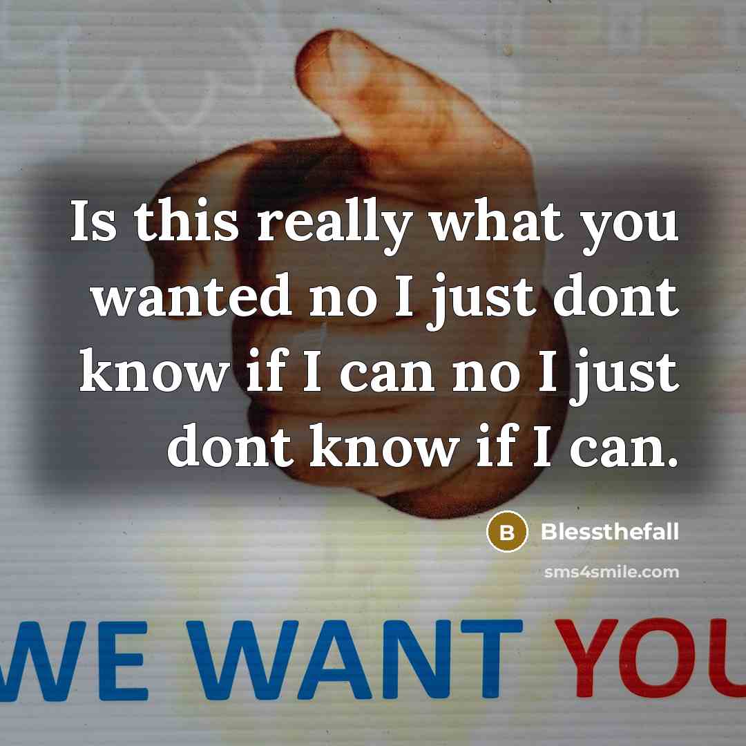 “Is this really what you wanted no I just dont…” quote by Blessthefall
