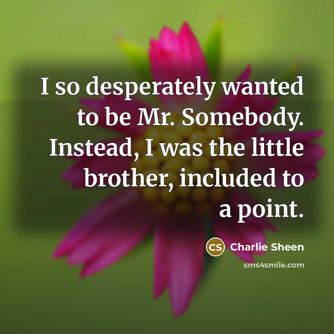 “I so desperately wanted to be Mr. Somebody. Instead, I…” quote by Charlie Sheen