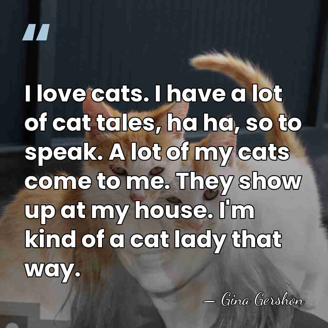 I love cats. I have a lot of cat tales, ha ha,&hellip; - Gina Gershon