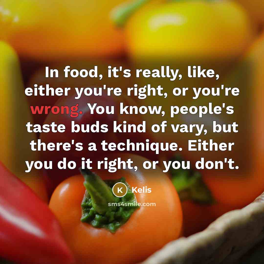 “In food, it's really, like, either you're right, or you're…” quote by Kelis