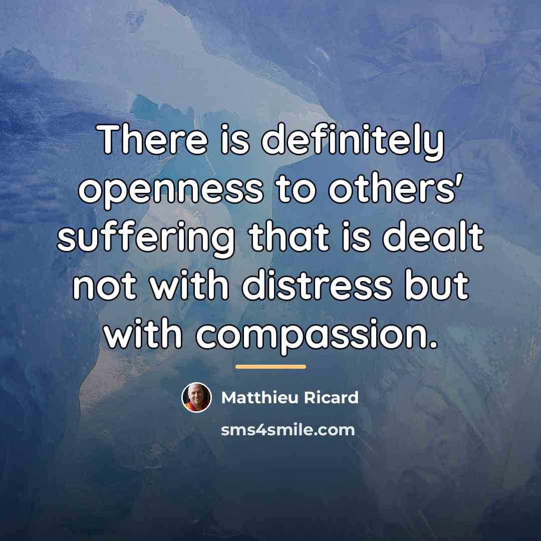 “There is definitely openness to others' suffering that is dealt…” quote by Matthieu Ricard