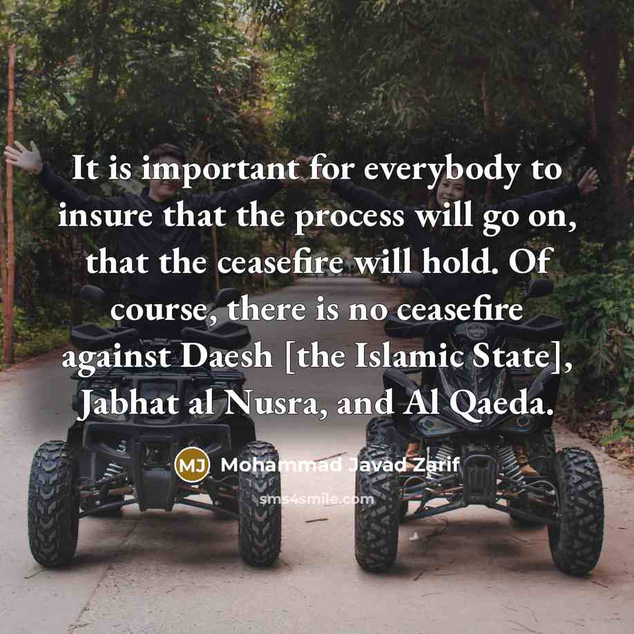 “It is important for everybody to insure that the process…” quote by Mohammad Javad Zarif