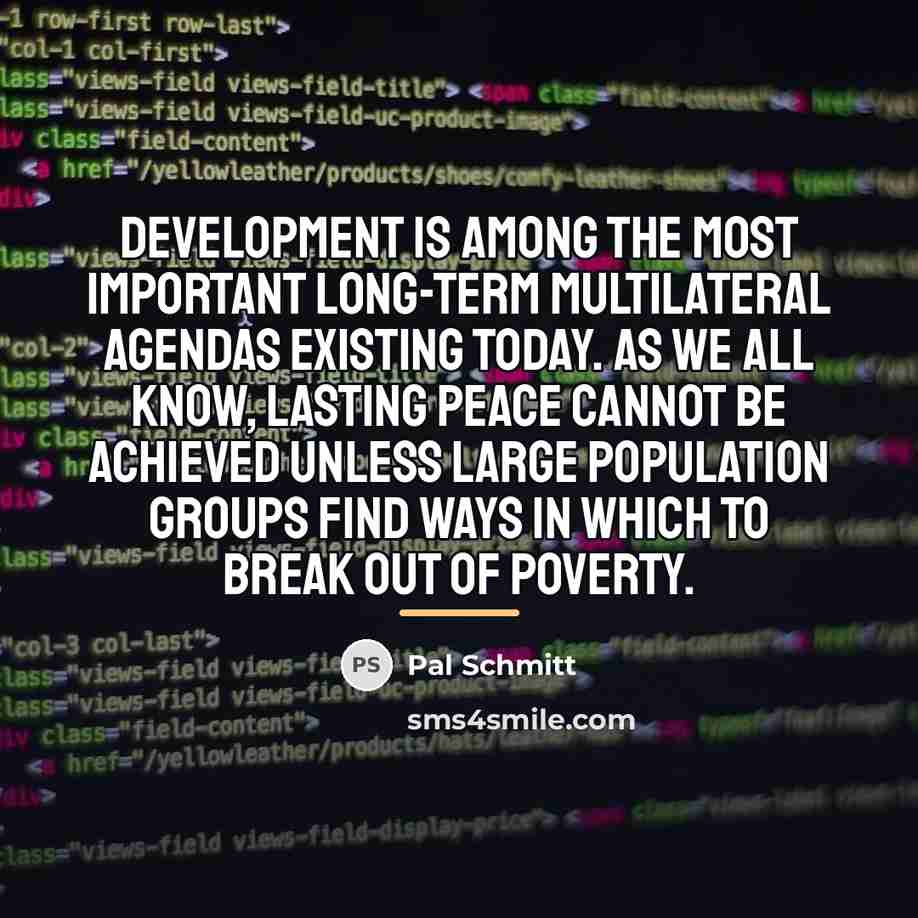 “Development is among the most important long-term multilateral agendas existing…” quote by Pal Schmitt