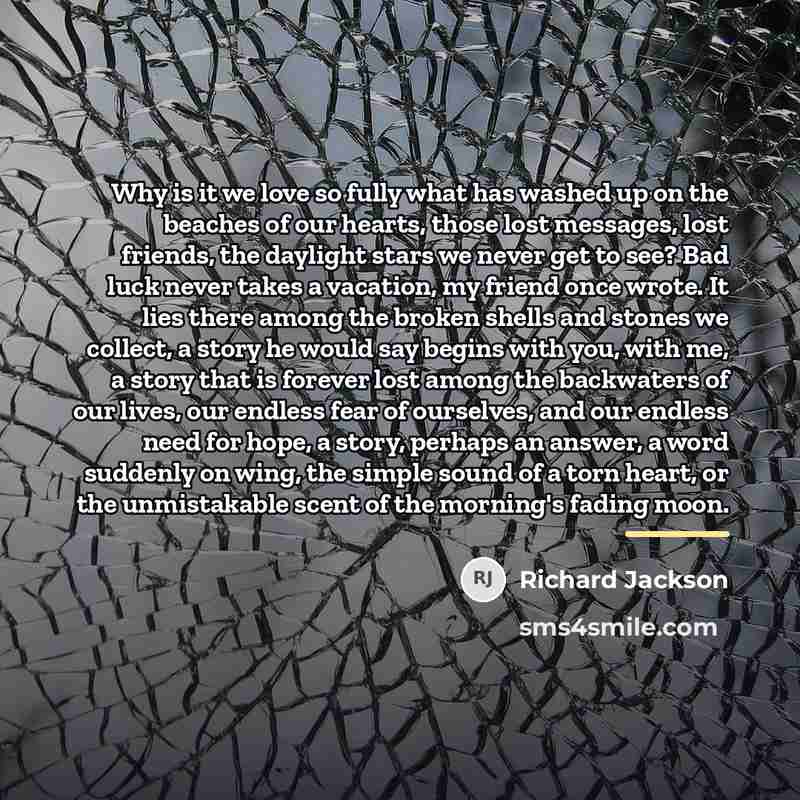 “Why is it we love so fully what has washed…” quote by Richard Jackson