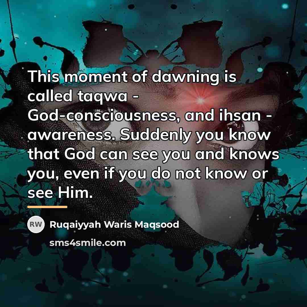 “This moment of dawning is called taqwa - God-consciousness, and…” quote by Ruqaiyyah Waris Maqsood